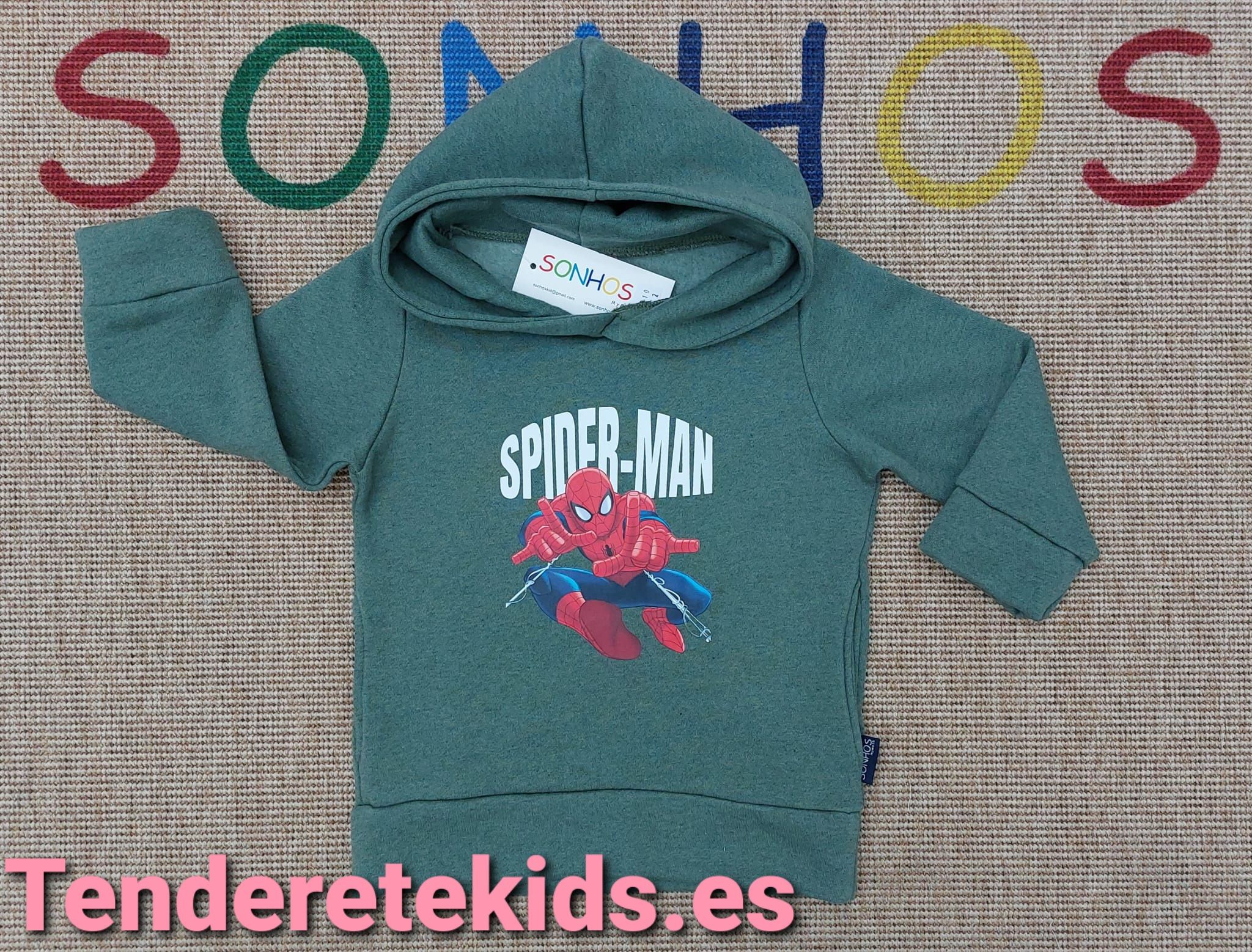 Sudadera verde spiderman - TendereteKids - Moda infantil