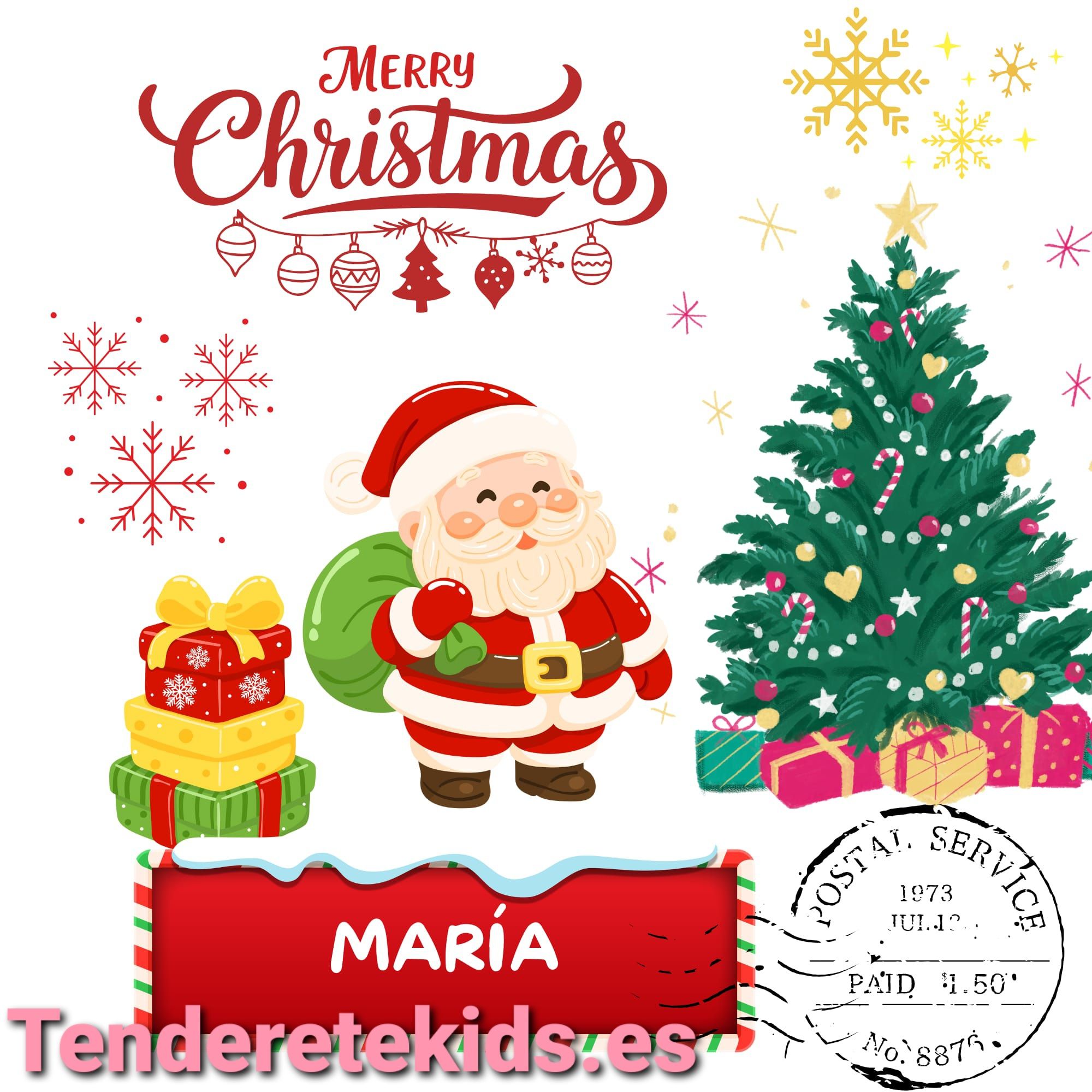 Saco navideño personalizable con nombre (Modelo Papá Noel Árbol de Navidad)