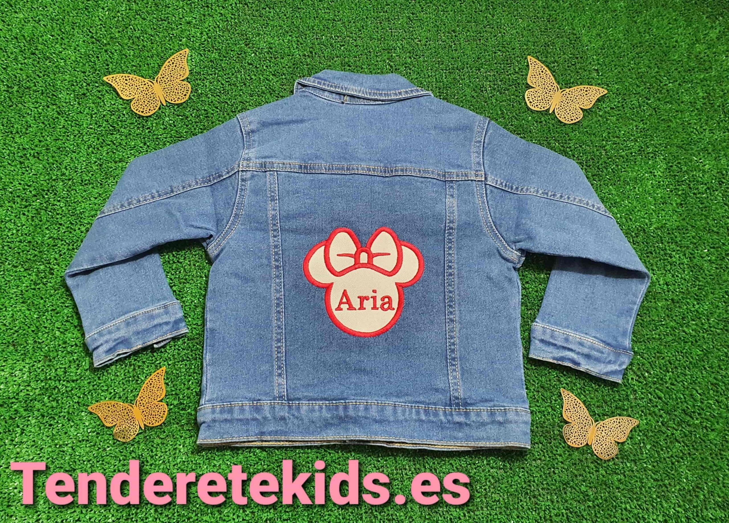 Chaqueta vaquera personalizada con silueta minnie aplique con nombre