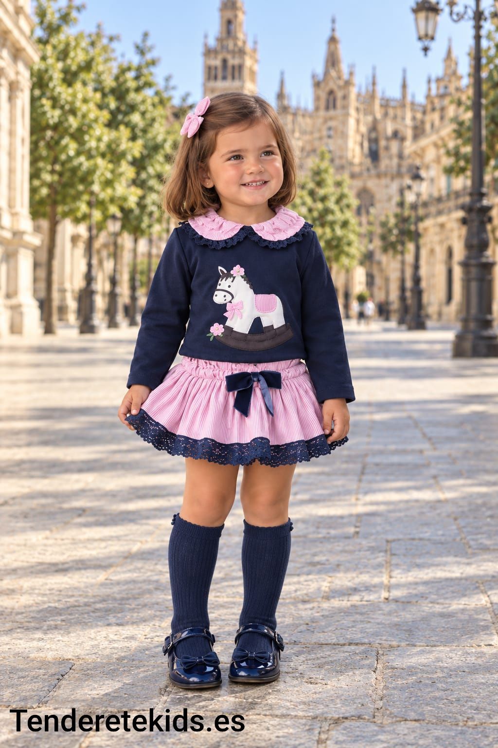 Conjunto marino caballito estrellas de braga-falda