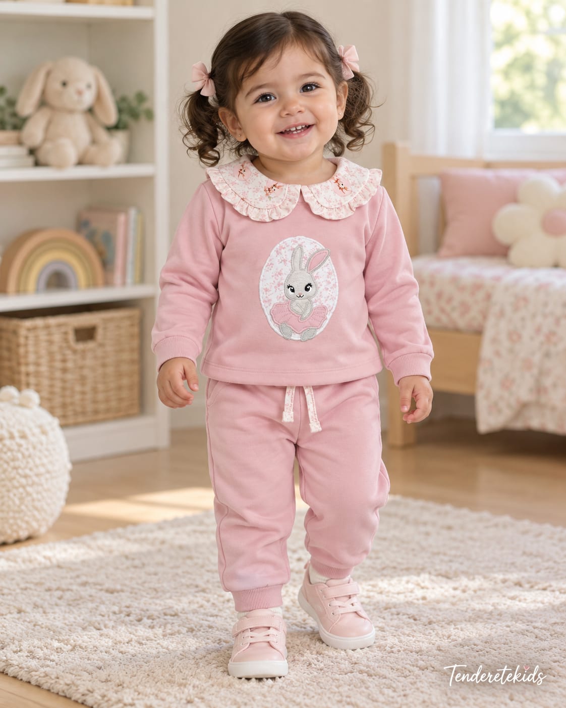 Chandal rosa conejita de cuello bebé