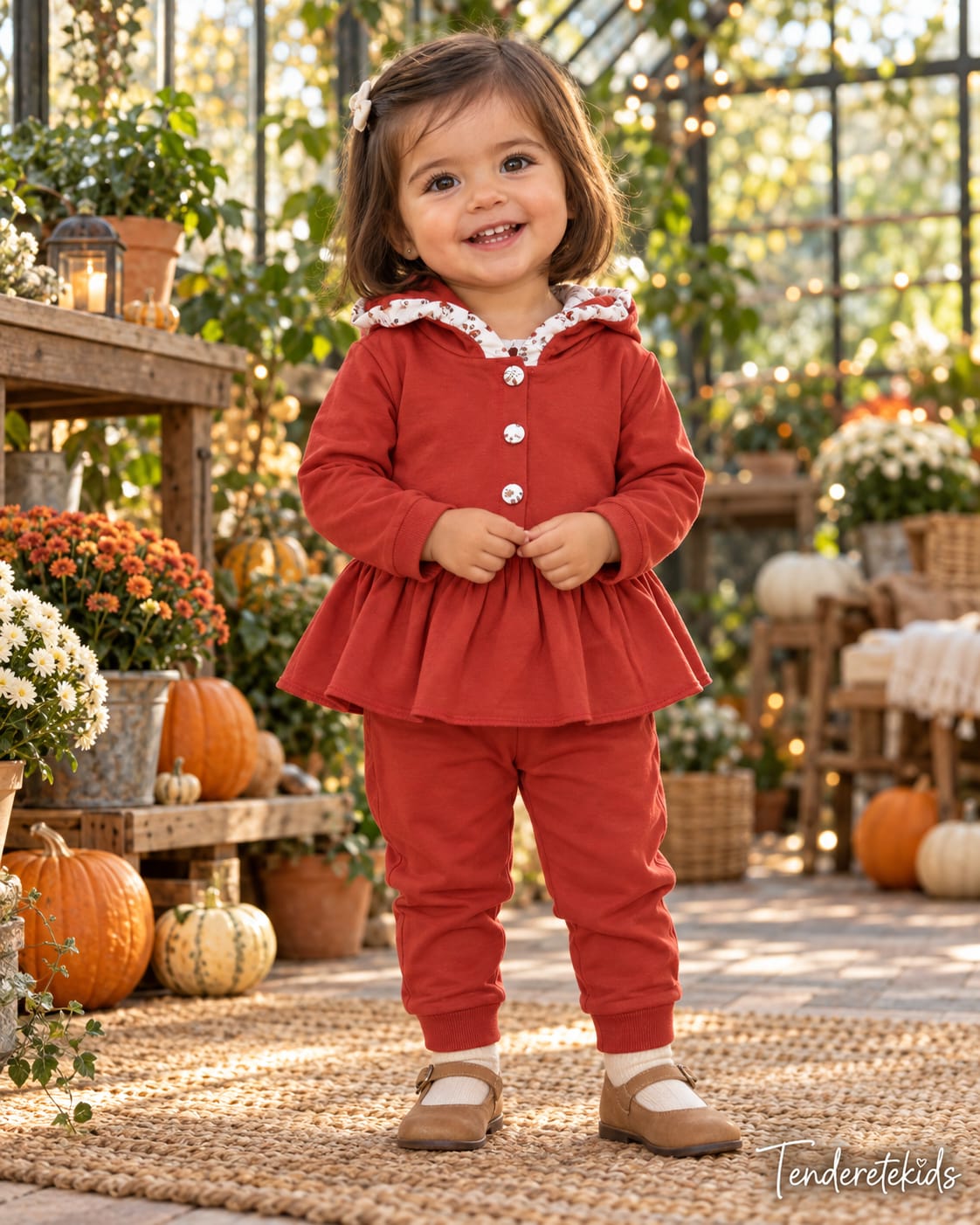 Chandal rojo liso con botones blancos estampados