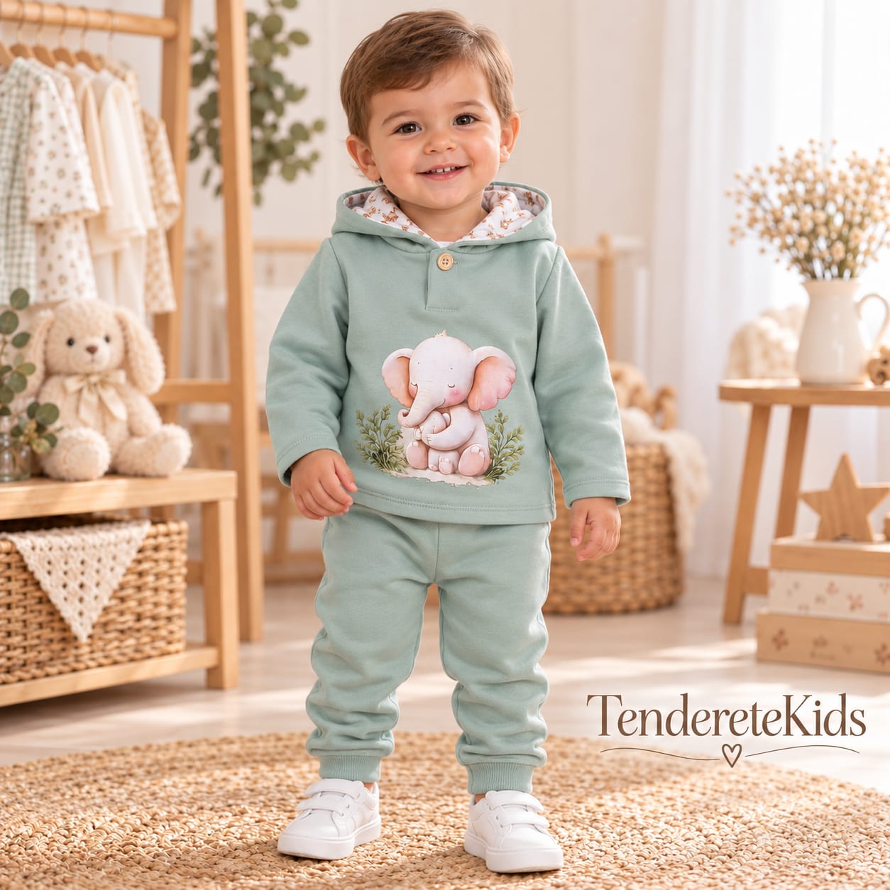 Chandal verde mamá elefante niño