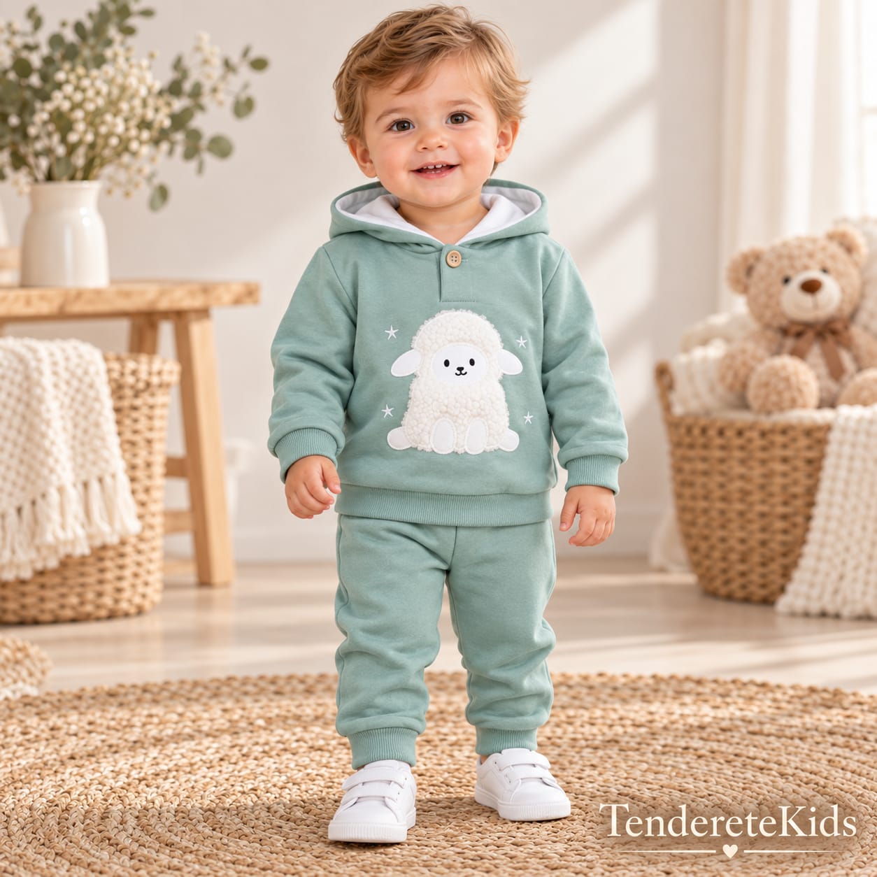 Chandal verde ovejita estrellas niño