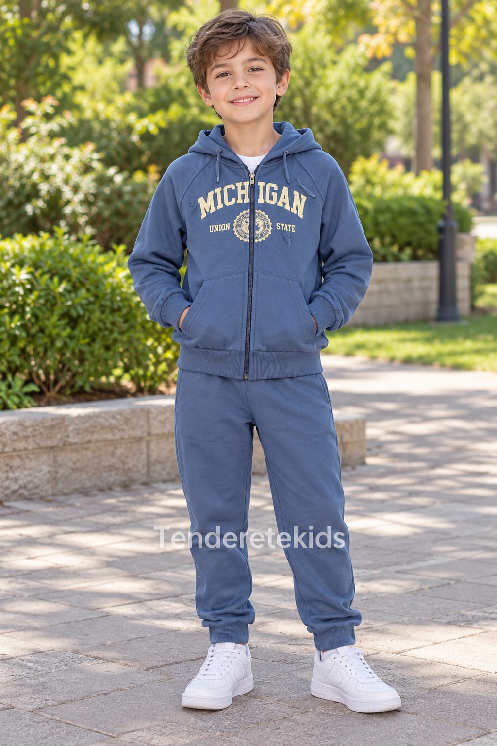 Chandal azul ceniza Michigan de cremallera