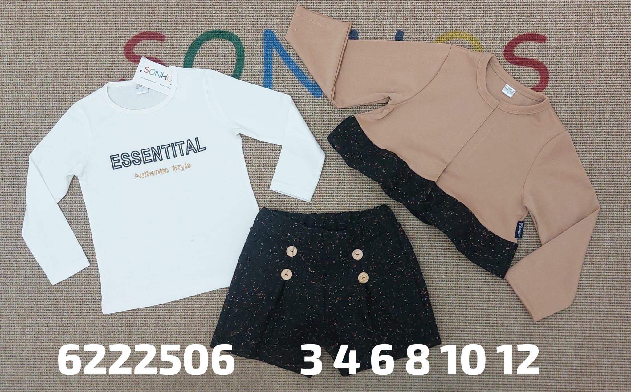 Conjunto negro tres piezas modelo essential