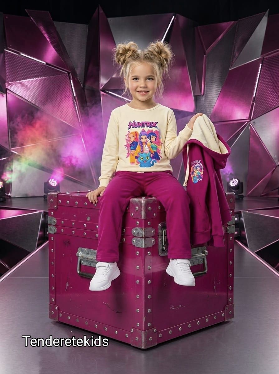 Chándal Huntrix fucsia tres piezas