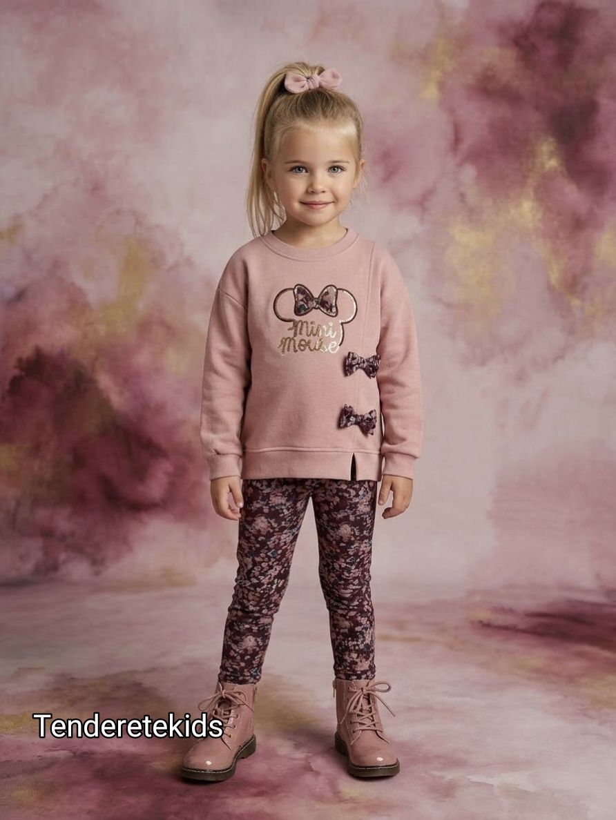 Conjunto Minnie rosa con leggins estampada