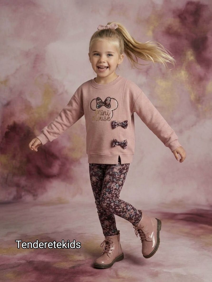 Conjunto Minnie rosa con leggins estampada
