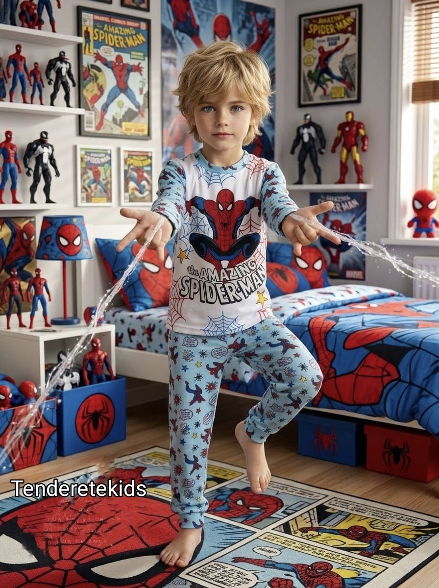 Pijama Spider man celeste (Tejido polar)