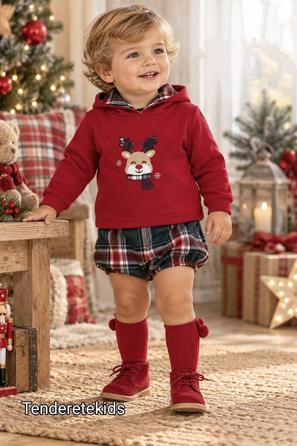 Conjunto rojo reno niño