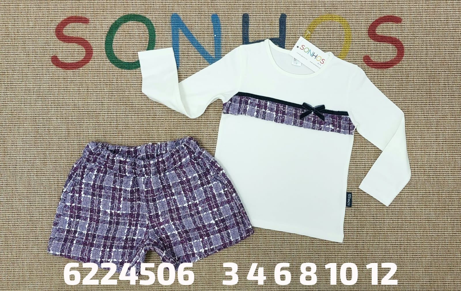 Conjunto de pantalón malva cuadros