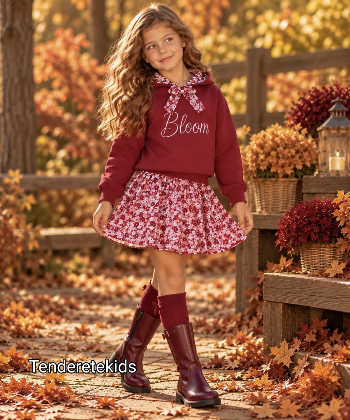 Conjunto burdeos Bloom de falda