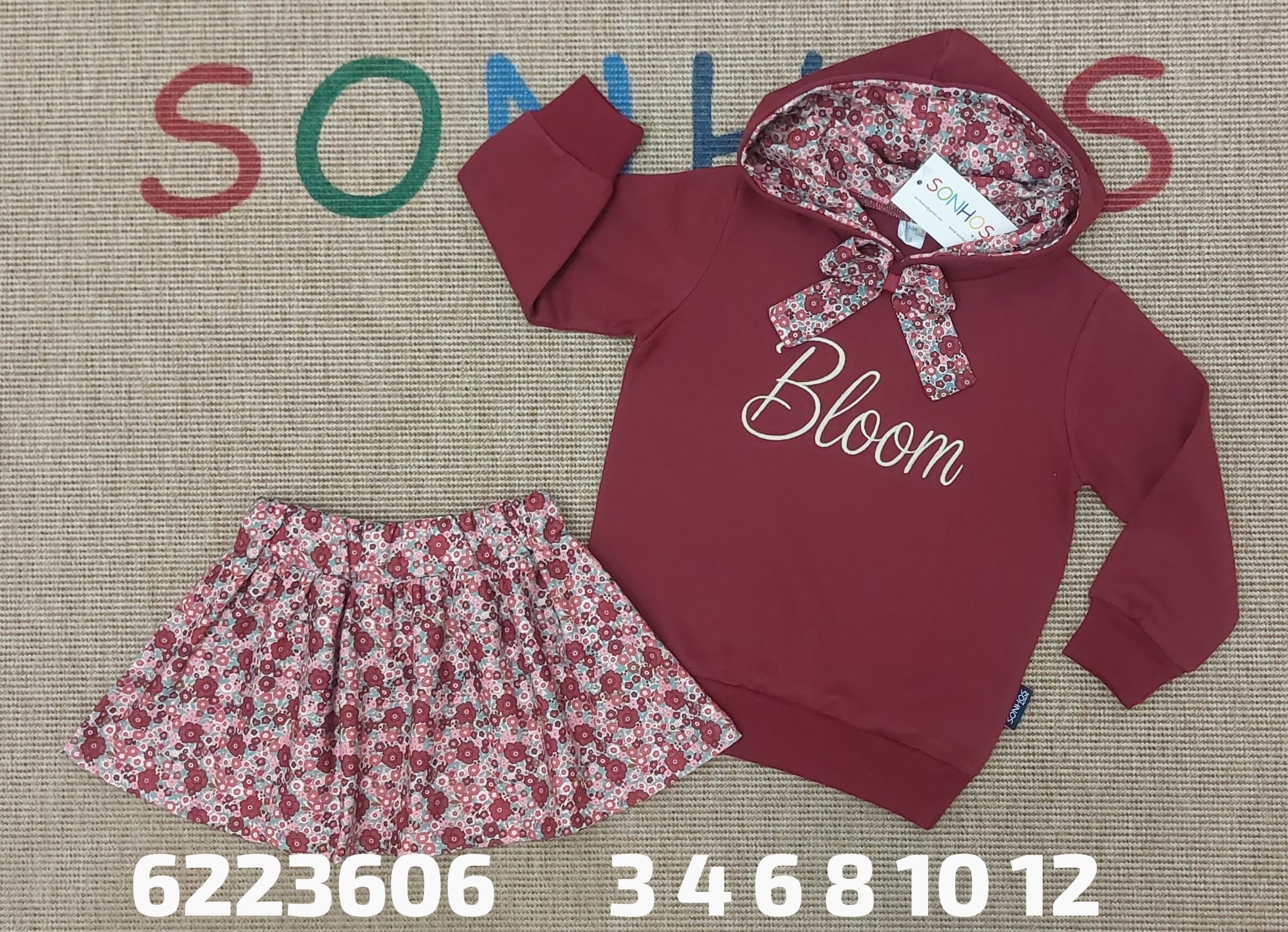 Conjunto burdeos Bloom de falda