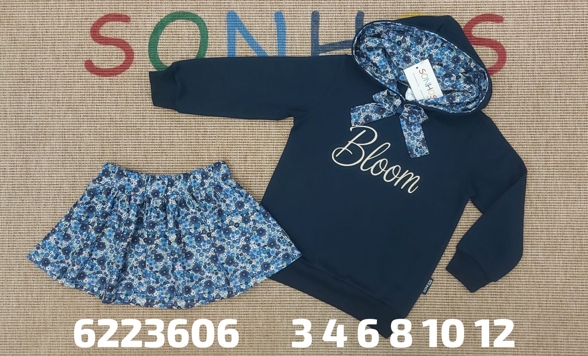 Conjunto marino Bloom de falda