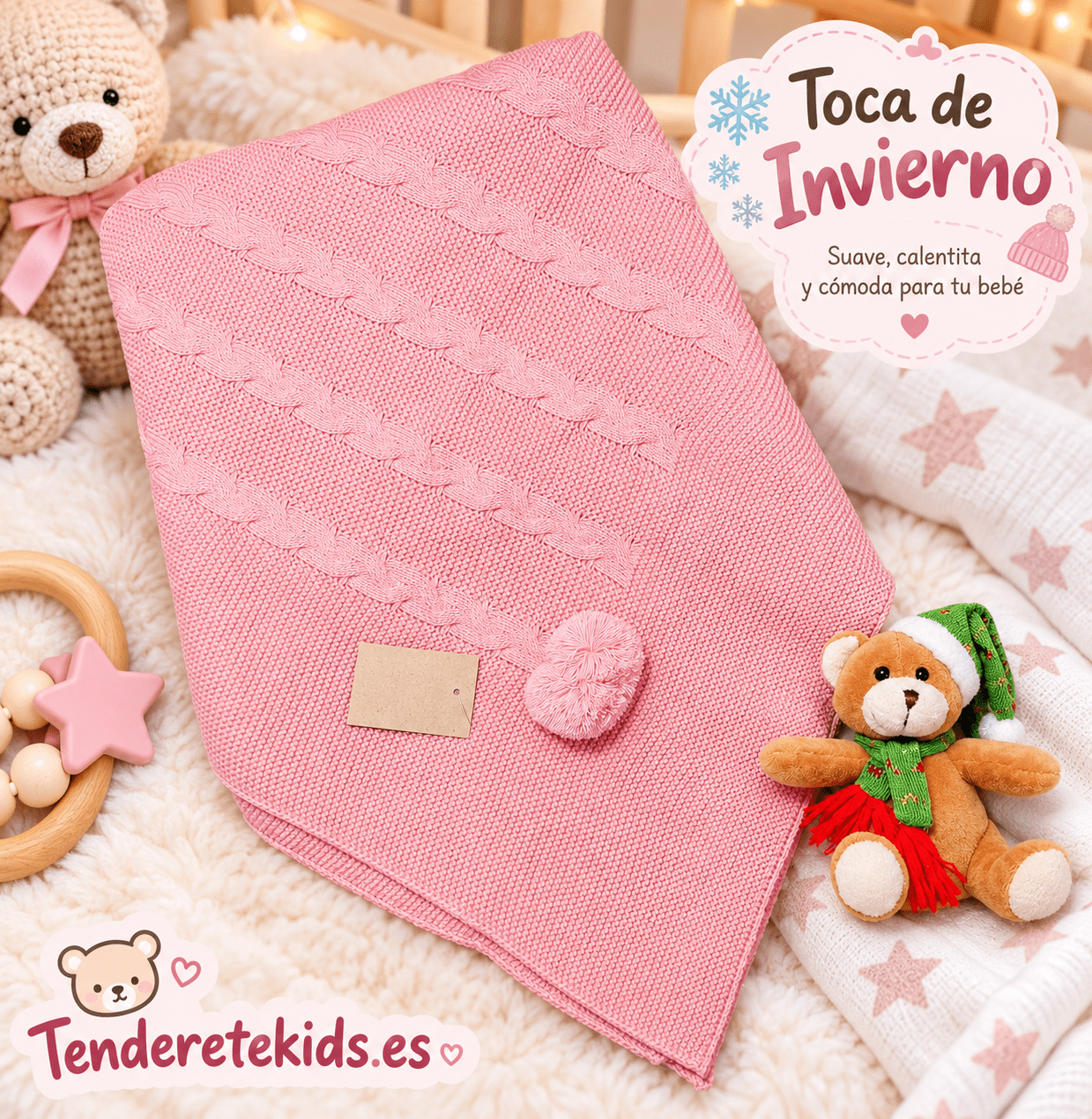 Toca rosa maquillaje trenzas con ponpón (c603)